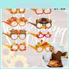 Funny Thanksgiving Party Decorative Glasses For Photos Autumn Maple Leaf Thanksgiving Paper Glasses Characters)