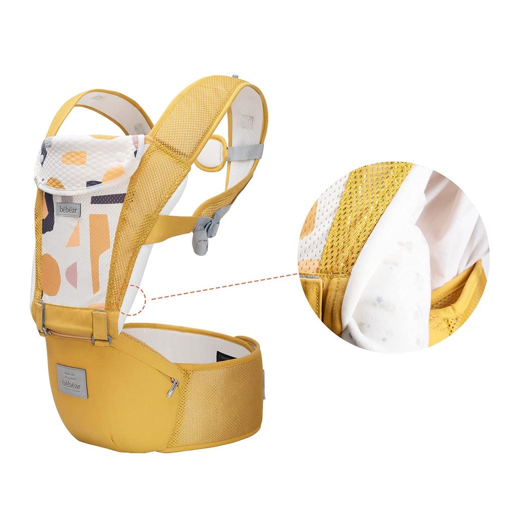 Bebamour Baby Carrier Hip Seat Lightweight Breathable Mesh Baby Carrier Facial Carry Piggyback 6way Waist Carry Comfortable [Baby Amour] (Gray)