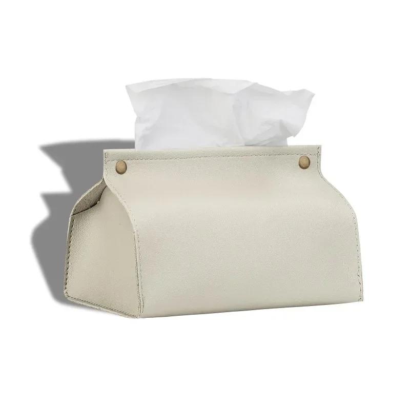 Tissue Bag PU Leather Napkin Holder Foldable Tissue Box Home Office Waterproof Dustproof Storage Sundries Ontaine European Style