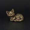 1PC Brass Kitty Ornament - Office Desktop Ornament with Bored Retro Tea Pet Brass Decorative Pendant Multi-style Statue