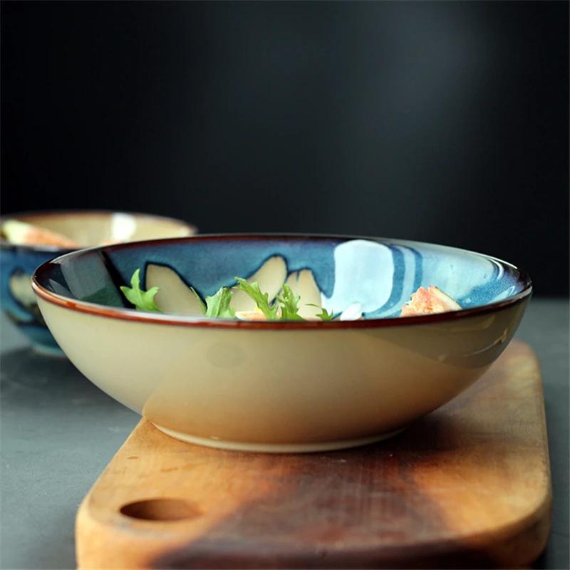 Praktische Keramik-Suppenschalen Rindfleisch-Ramen-Schale Und Wind-Nudelschale Handbemalter Stil Kreative Schale 8-Zoll-Nudelschalen