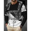 Men's Autumn 3D Printed Crew Neck Long Sleeve T-Shirt