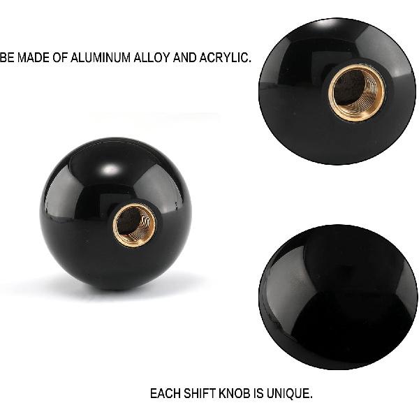 Round Ball Shift Knob Universal Gear Shift Knob 5 6 Speed For Manual Automatic Vehicles With Adapters (Pure Black)