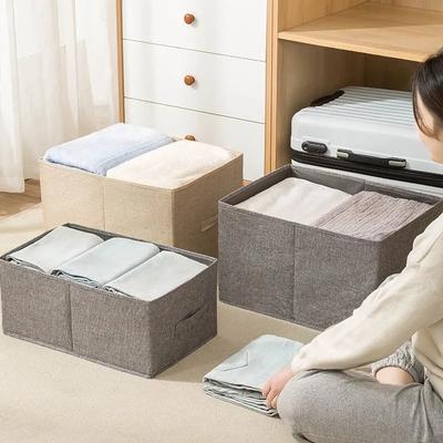 Nová jednobarevná bavlněná lněná krabička na oblečení, kalhoty, úložný box, šatní skříň, klasifikace úložného artefaktu, vysoce kvalitní domácí úložný box