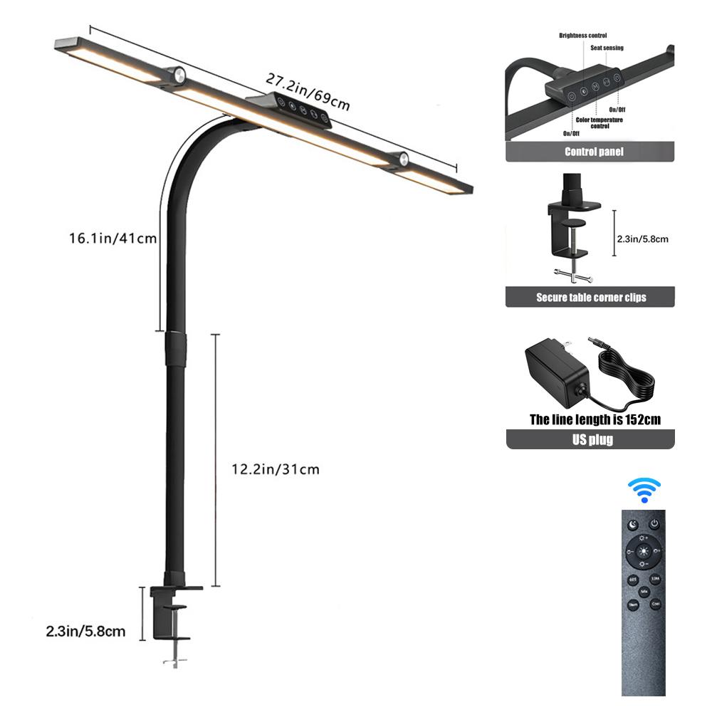 Computer Desk Lamp LED 3Color Mode Home Eye-Caring Reading Desk Lamp 10Level Dimming Single/Double/Triple Head Flexible LED Lamp