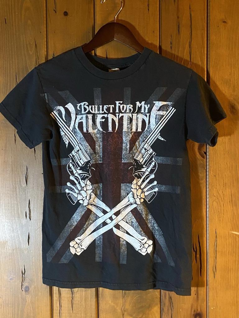 Vintage Bullet For My Valentine Union Jack Skeleton Guns Shirt - Size S - Y2K
