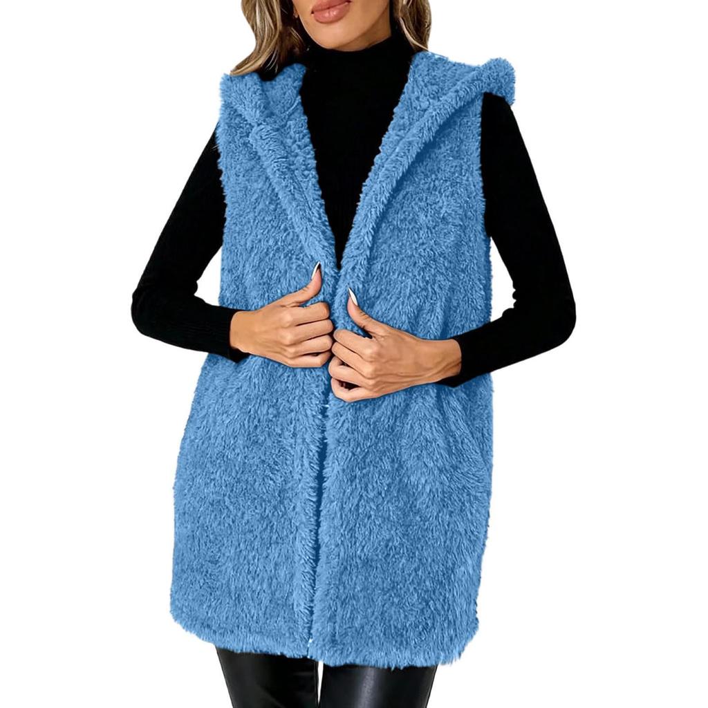 Women's Sleeveless Open-Front Fuzzy Vest Cozy Outerwear for Fall and Winter