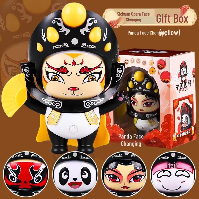 Panda Face-Changing Sichuan Opera Doll: Chinese Style Desktop Ornament and Commemorative Gift
