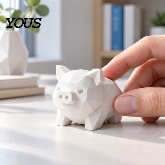 Minimalist Animal Decor 3D Printed Geometric Piglet Figurine, Modern Statue, Pig Sculpture, Matte Sculpture Compact Ornament for Home Office