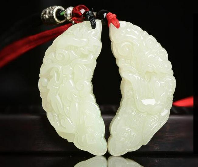 Xinjiang Hotan Jade Tai Chi Dragon and Phoenix Pendant with Certificate – Auspicious Jade Pair