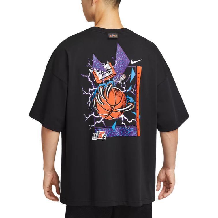 Nike Klasyczny Komfortowy Męski T-shirt z Krótkim Rękawem i Nadrukiem Logo na Plecach Czarny