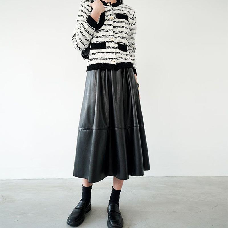 Женская матовая юбка из искусственной кожи в стиле ретро — фото 9