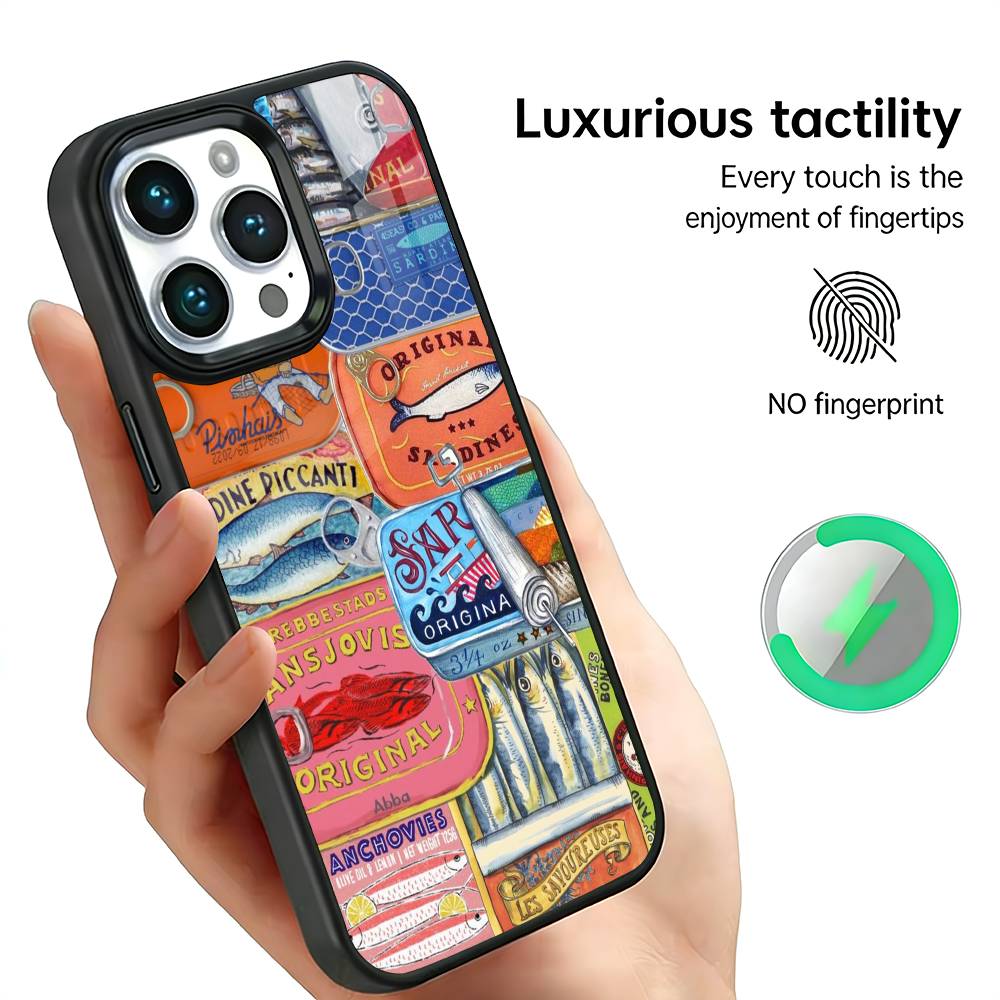 

Sardines Fish Art Canned food Phone Case For iPhone17,16,15,14,13,12,11 Plus,Pro Max For Magsafe Wireless Charging iphone16e