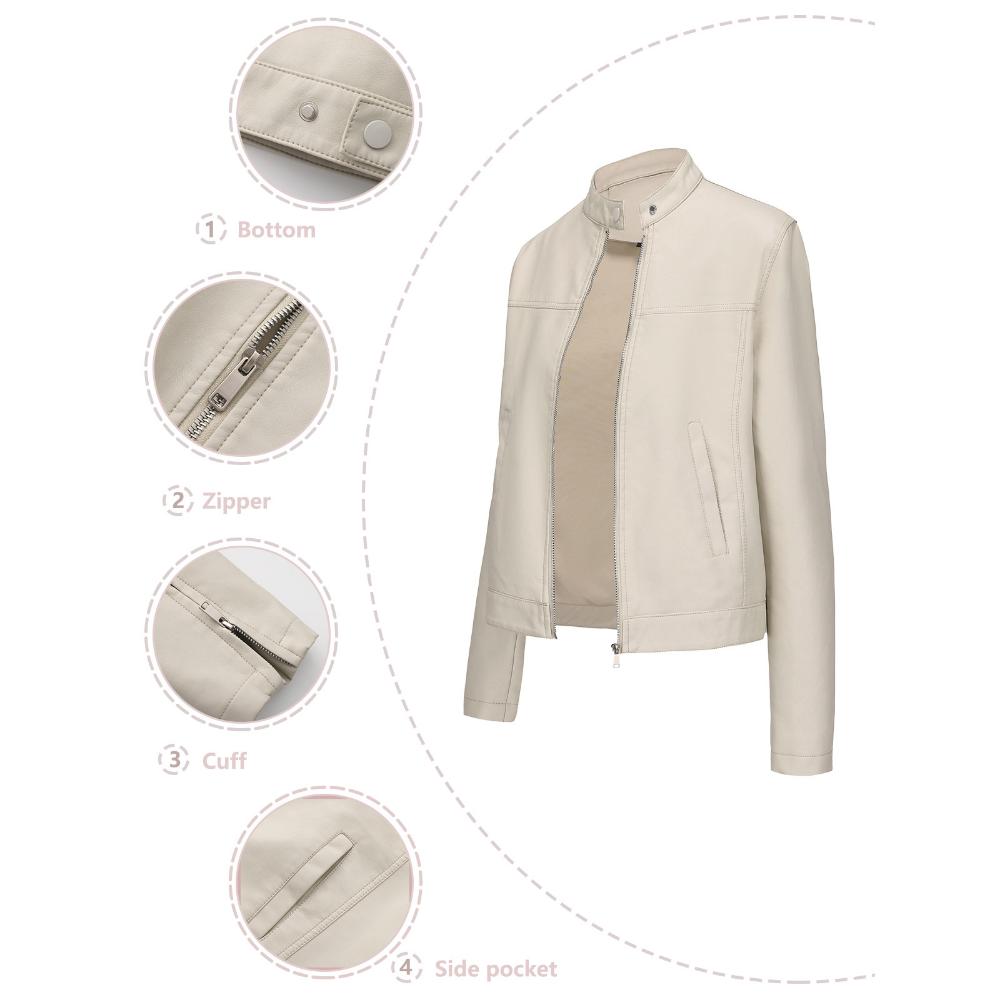 Casual Leather Jacket for Women, Stylish European-American Style, Suitable for Spring and Autumn.