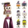 Decorative Ghost Key Holder Halloween Wall Hook, Wooden Crow Mummy Skull for Entryway, Cute Mounted Hooks Spooky Coat Hat Rack with Metal Hooks,