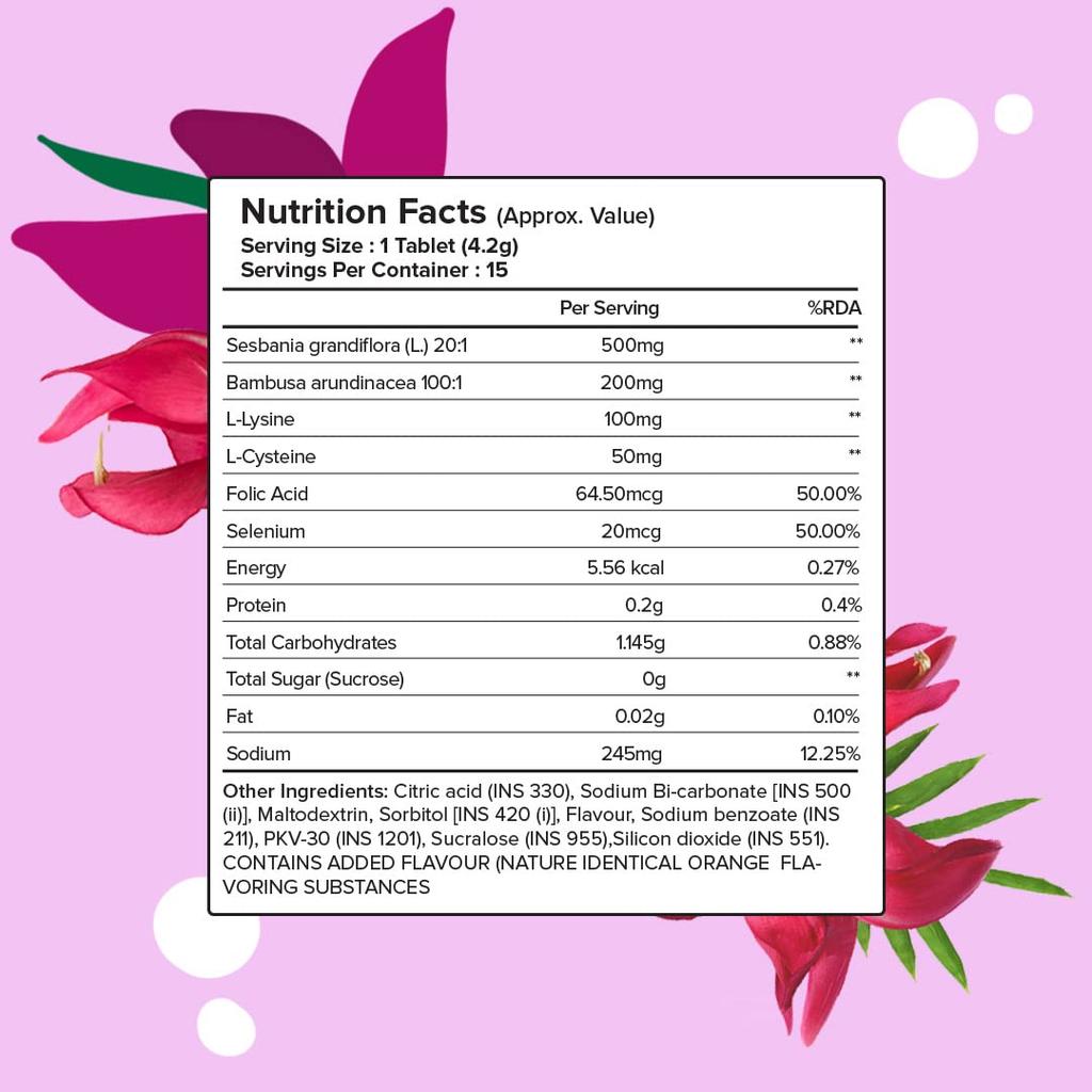 PLIX The Plant Fix Heavenly Hair Effervescent Tablets 15 Count Orange Flavour Vegan Hair Care