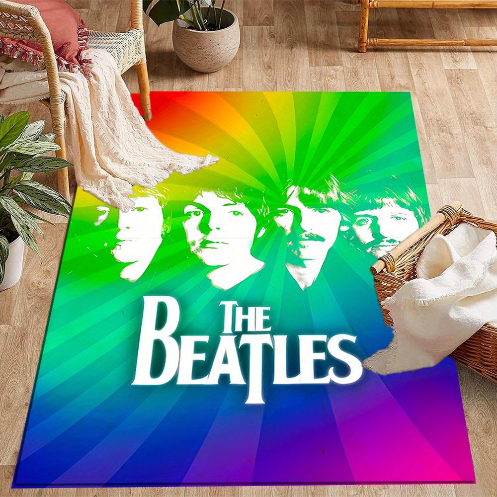 Beatles Rainbow Burst Themed Antislip Durable Polyester Home Decorative Large Size Durable Floor Mat For Living Room Dining Room Doorway Office Desk