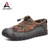 Newest Summer Sandals Breathable Men Shoes Leather & Mesh Outdoor Men Sandals Antiskid Beach Sandals Hollow Flats Footwear