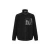 Minimalist Casual Color Block Embroidered Splicing Stand Collar Fleece Jacket Unisex Jacket Black 40KC422-BAE