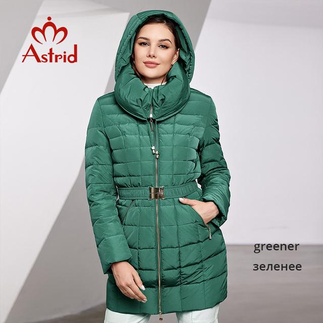 Astrid 2025 New Women's Winter Jacket Hooded Belt Long Parkas Warm Padding Puffer Plaid Quilted Coat Down Jacket Thick Snow Wear DR-055Y