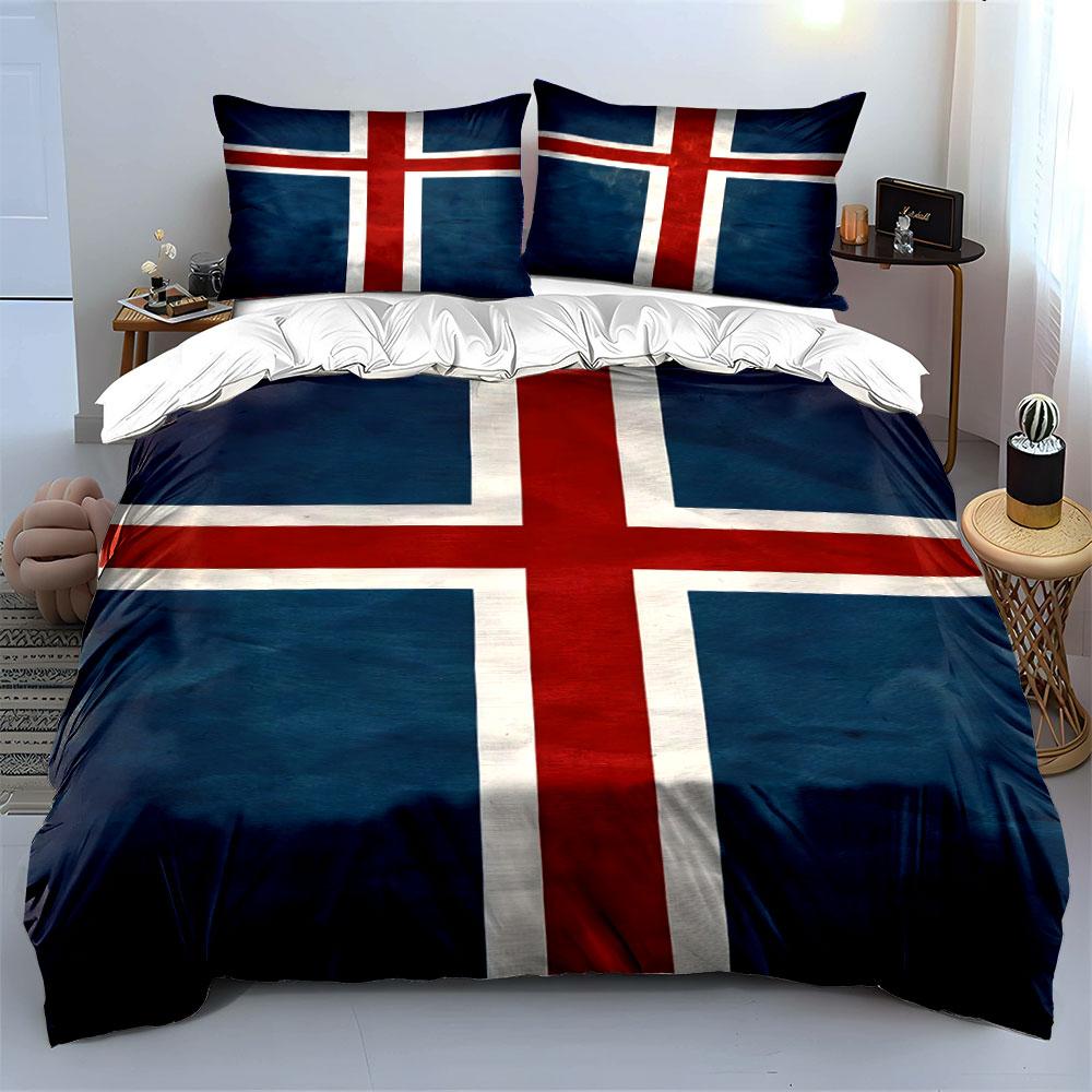 Red, white, blue cross. Bedding sets Duvet cover sets Duvet covers Pillowcases(1*Duvet Cover 2*Pillowcases without duvet insert)