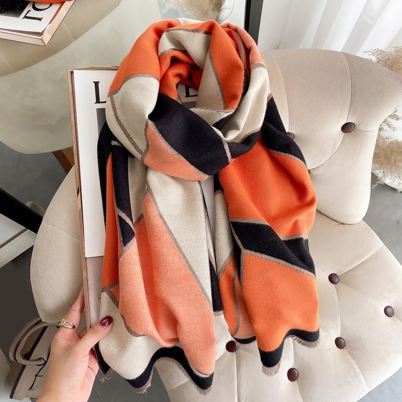 Summer new irregular splicing double-sided autumn and winter warm imitation cashmere outer shawl scarf scarf women