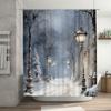 Snowy Winter Night Street Design Waterproof Shower Curtain Heat Resistant Machine Washable Non-Transparent 180x180cm