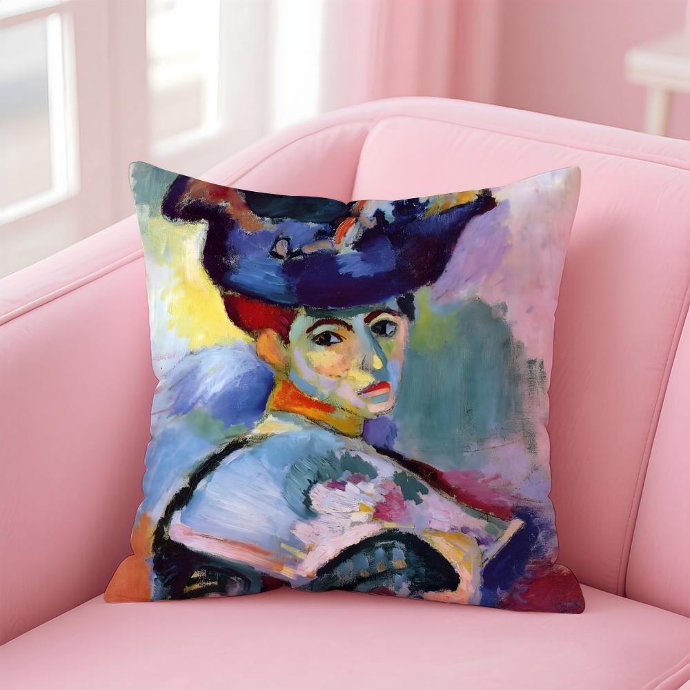 bright HHenri Matisse Cushion Cover Pillow Case Ultra Soft Skin Friendly Fabric Cloud Like Comfort Concealed Zipper