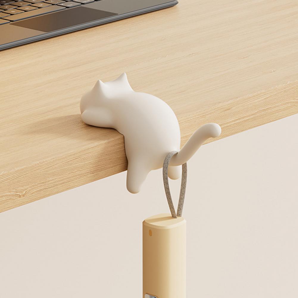 Desk Accessory Hook Space-saving Desk Hook Cute Cat Desk Edge Hooks No-drill Table Hanger for Bags Headphones Desktop Organizer