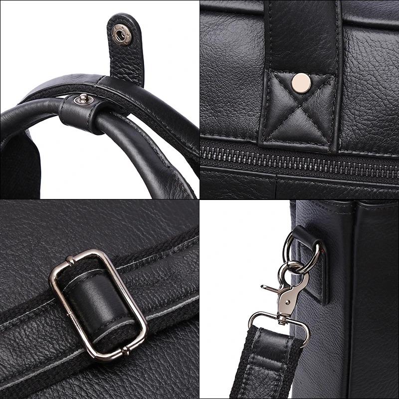 Cowhide men's briefcase 16 inch portable one shoulder computer bag breathable and waterproof