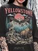 Yellowstone Bison Wolf Pack Bald Eagle Mountain Landscape Comfort Colors® Tshirt, Wildlife Nature National Park Vintage Animal Art Retro Tee