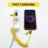 65 W 27 W PD Schnellladung 4-in-1 USB auf Typ-C auf Typ-C auf iOS 8-Pin Gewickelt Einziehbarer USB-Ladekabel für Telefon Auto Lautsprecher