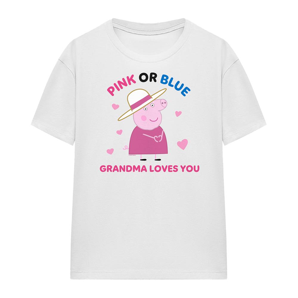 Peppa Pig Unisex Adult Pink Or Blue Grandma Pig Loves You T-Shirt