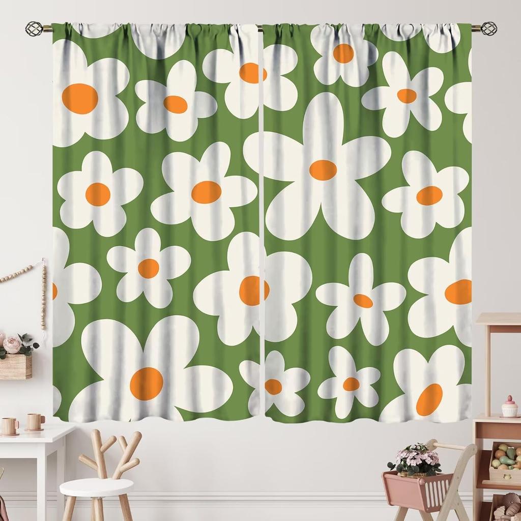 Geometrisch Groovy Patroon Gordijnen Vintage Jaren 70 Retro Jaren 60 Abstracte Kunst Esthetisch Gordijn met Stangzak voor Slaapkamer Woonkamer