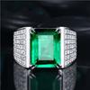 8-Carat Men's Emerald-Style Open Ring with 18k Gold and Imitation Diamonds