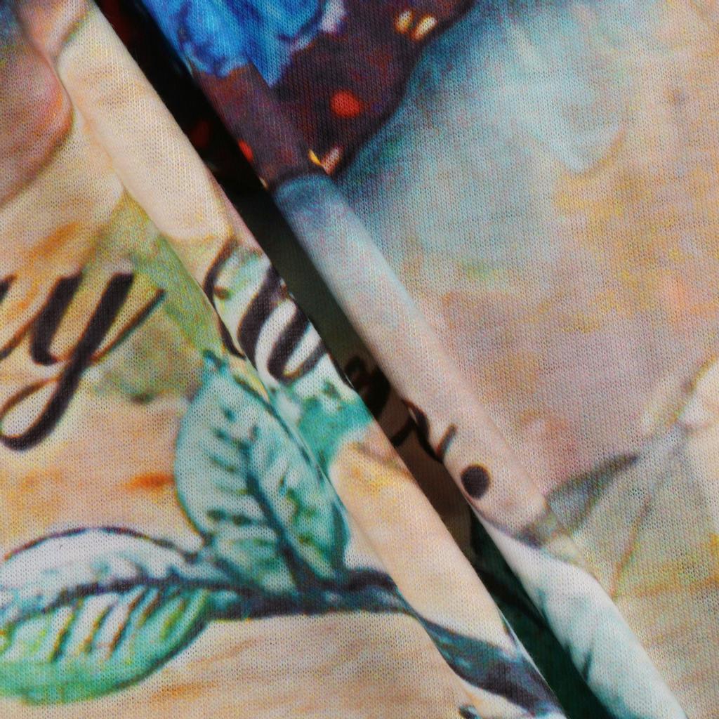 Women Summer V-neck Butterfly Print Short Sleeve Lace Patchwork T-Shirts  Blouse