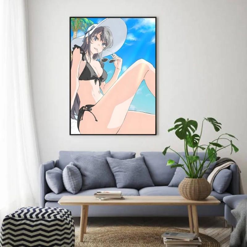 Anime Sakurajima Mai Poster HD Art Sticky Wall Waterproof Home Living Room Bedroom Bar Aesthetic Decoration