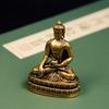 Vintage Brass Sitting Buddha Figurine Small Sakyamuni Statue for Collection Journey Worship Antique Home Desktop Decor