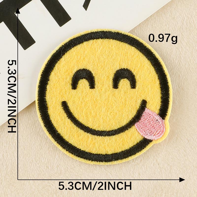 Patch Bordado de Rosto Sorridente de Desenho Animado para Chapéus, Bolsas e Roupas
