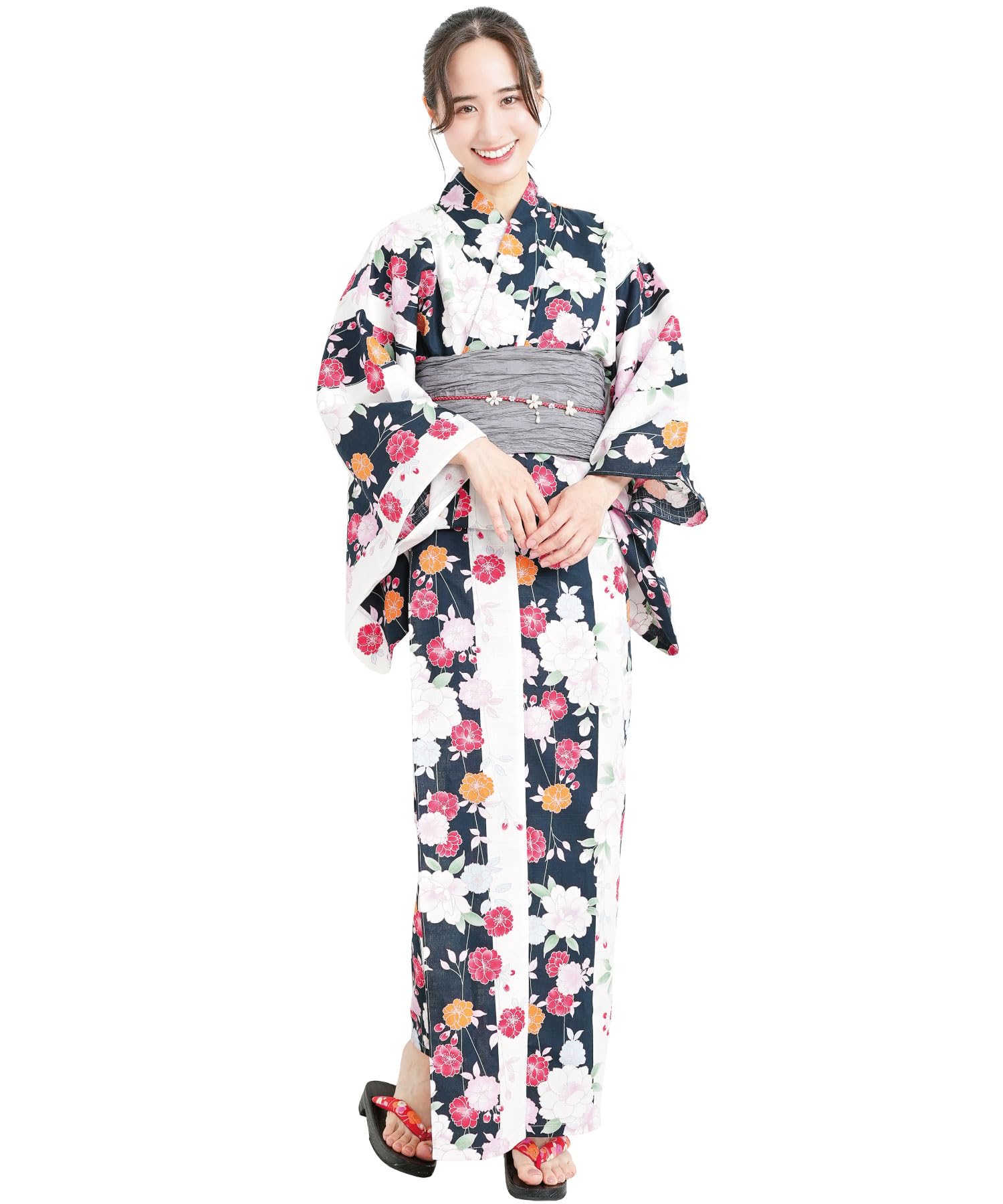 

Комплект юката Nishiki Современное кимоно Светло-вишневый цвет Полоски 2305-A Женский 2 предмета (Юката + Пре-Оби) - Готовая одежда, Один размер-Фейерверки, Ретро,