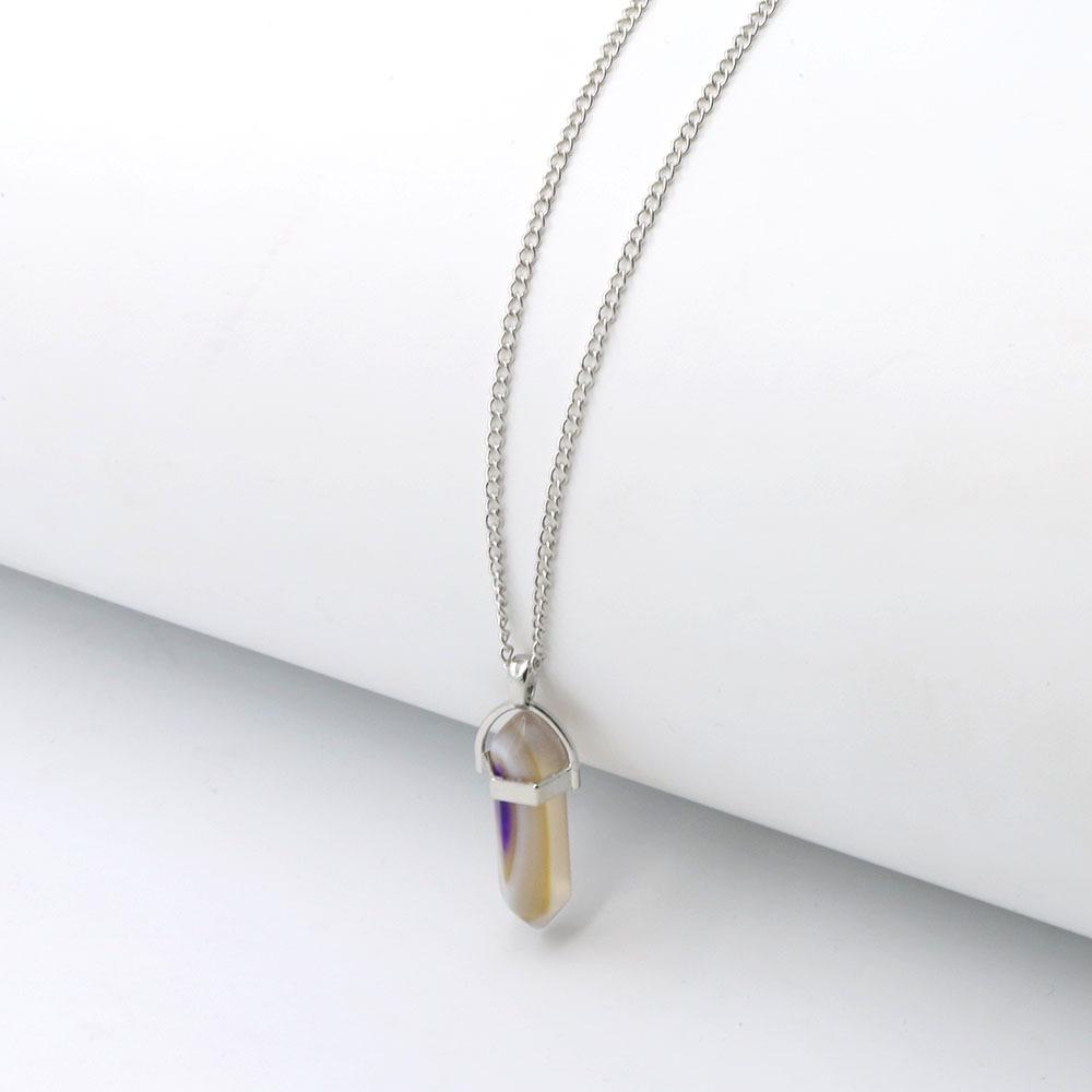 Hexagonal Pyramid Pendant Clavicle Chain Necklace