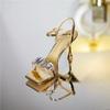 2026 Neue Schlanke Absatzschuhe mit Diamant-Quadratischer Zehenpartie Sandalen für Damen im Sommer Neuer Feen-Stil Offene Zehenpartie Sexy Hohe Absätze