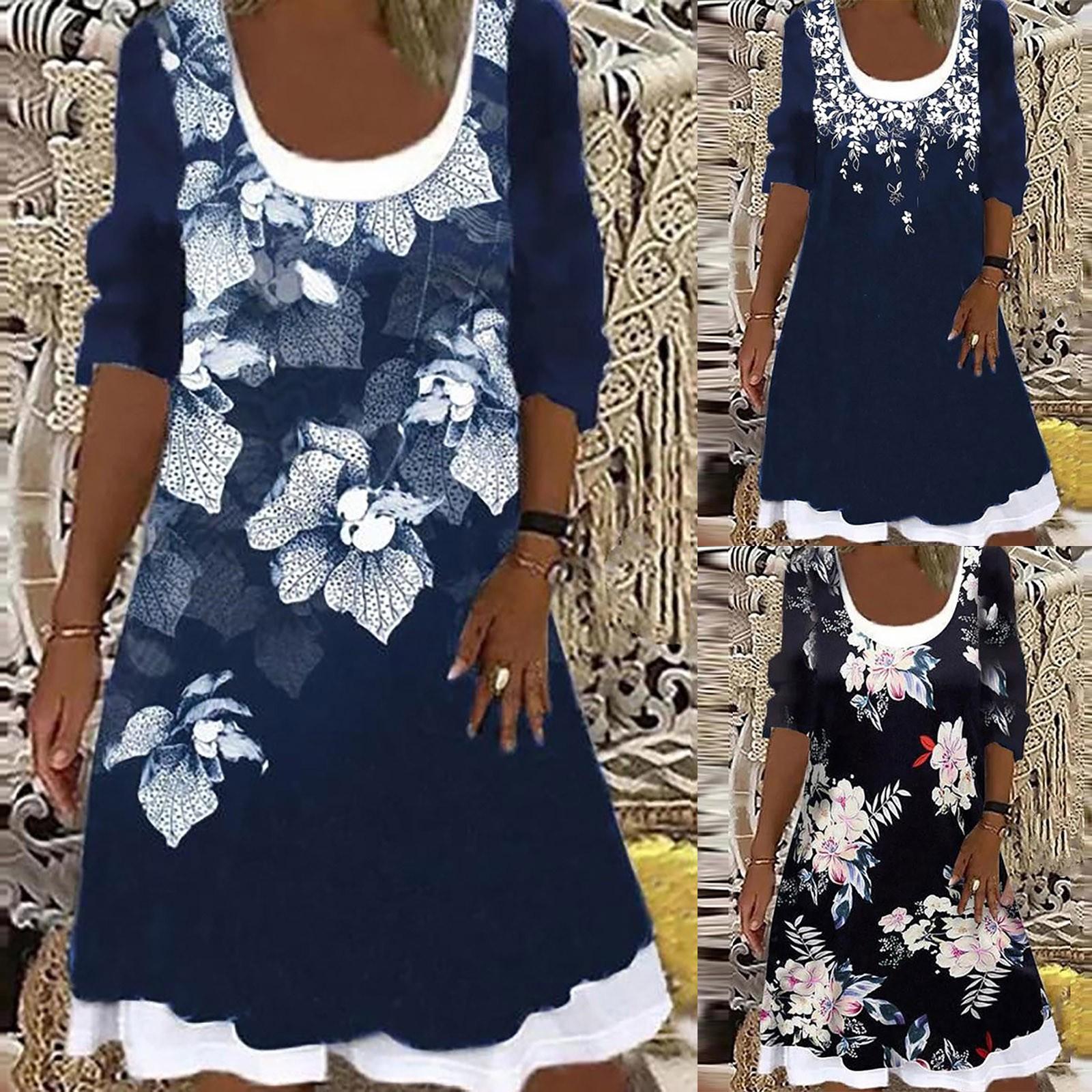 

Модное женское платье с длинным рукавом и круглым вырезом с цифровой печатью