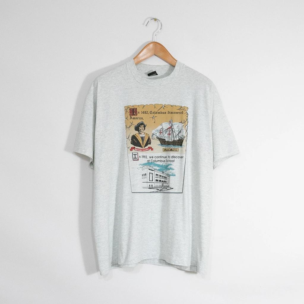 Vintage 90s Christopher Columbus T Shirt Mens 2XL - Single Stitch Columbus High