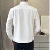 Mens Solid Color Stand Collar Long Sleeve New Chinese Style Casual Shirt
