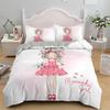 Cartoon Lovely Girls King Queen Duvet Cover Cute Little Girl Pattern Bedding Set Kids Pink Pretty 2/3pcs Polyester Quilt Cover