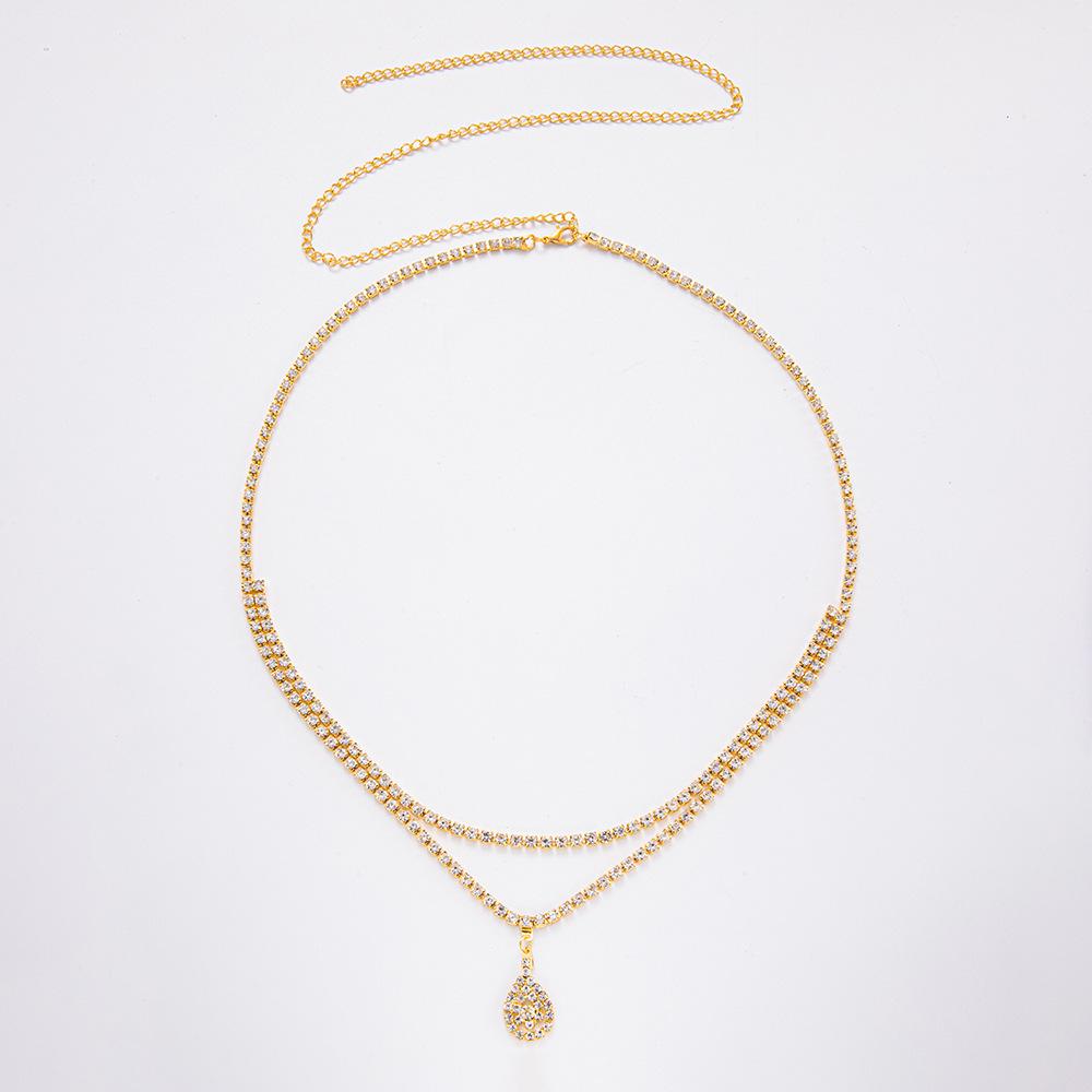 Rhinestone Water Drop Waist Chain with Claw Pendant