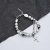Sweet and Cool Cross Stitching Reflective Pearl Bracelet Crystal Gothic Punk Jewellery Wrist Bracelet Party Prom Gift