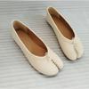 Split-toed shoes women's handmade shoes ballet shoes flats pleated beige niche personalized retro shallow mouth single shoes