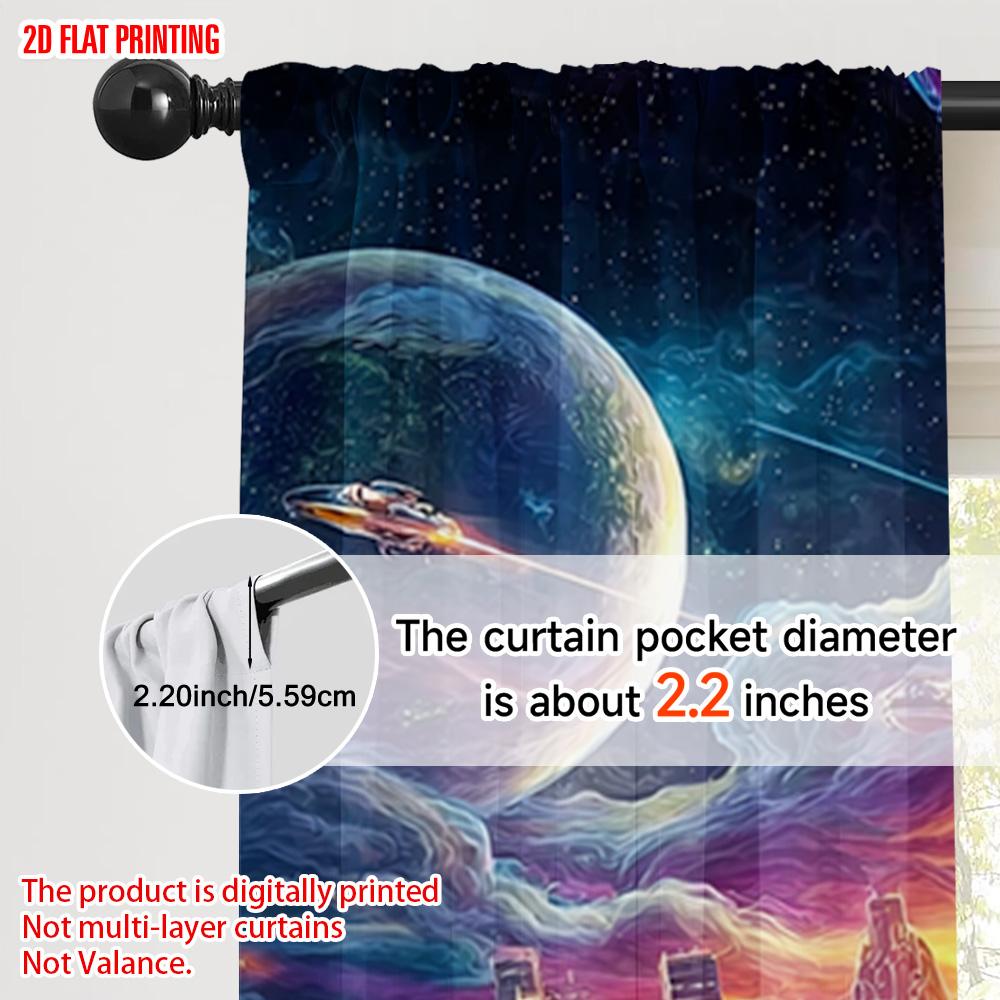 2pcs, Plane Printing Window Curtain Cool Racing Car Polyester (without Rod) Versatile All Perfect for Bedroom & Living Room
